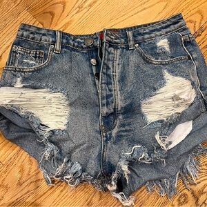 Distressed Denim Women Shorts